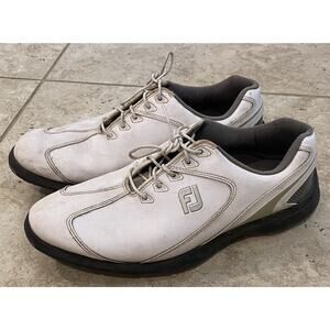 FootJoy FJ White/Silver Sport LT Waterproof Golf Shoes 58035 Men Size 10 Medium